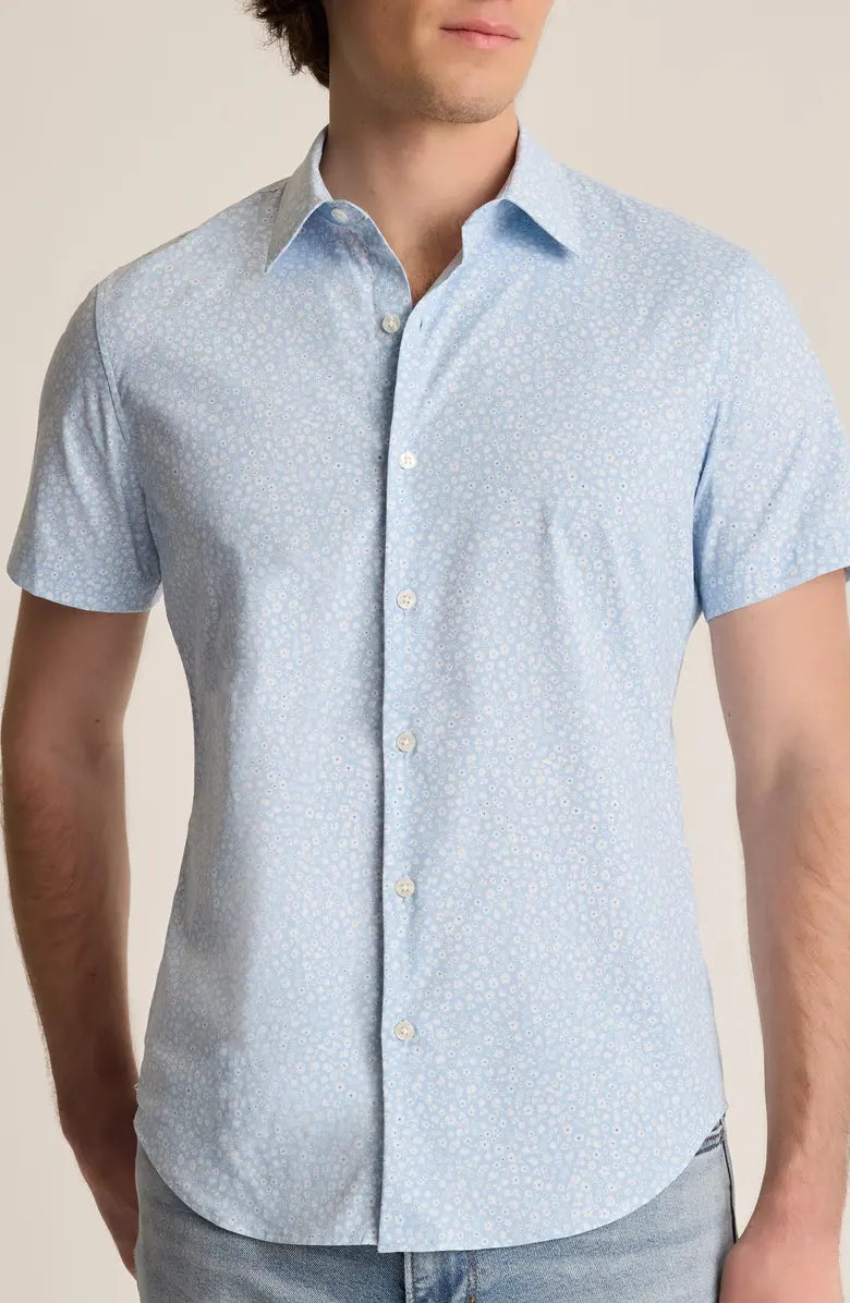 Bonobos Tech Short Sleeve Shirt - Light Blue Floral