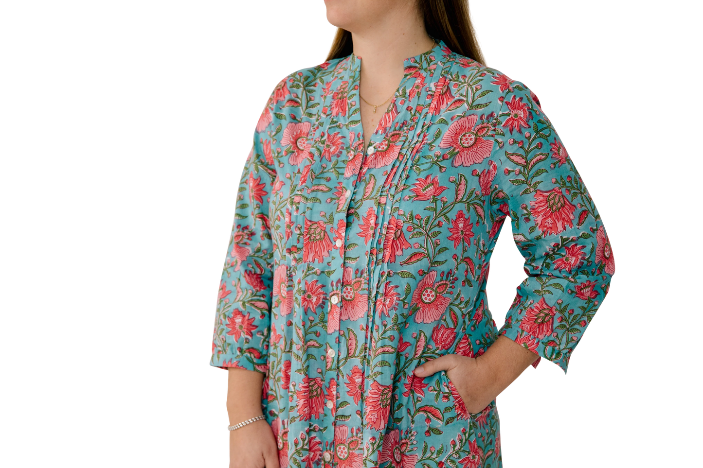 Charleston Shoe Co. Lyla Dress - Turquoise & Pink Floral