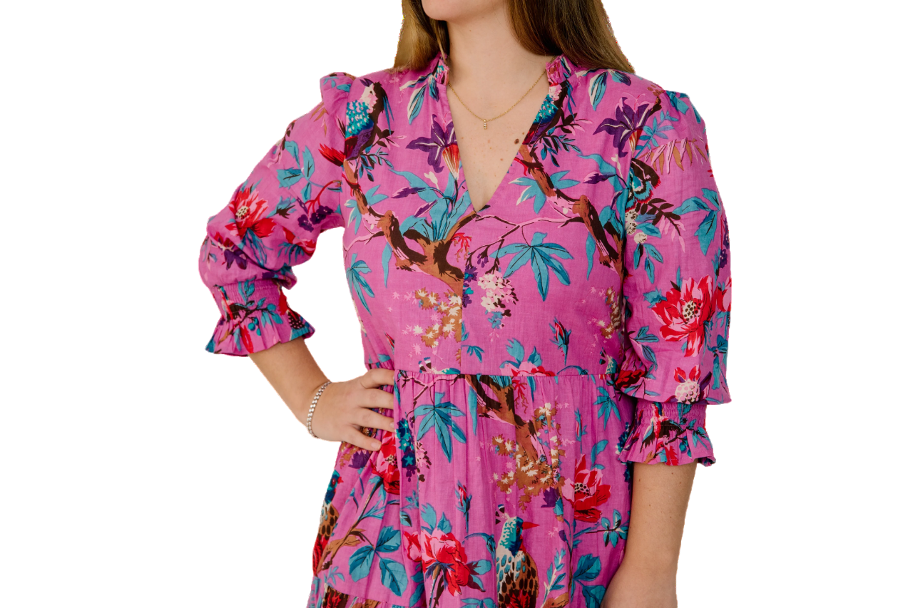 Charleston Shoe Co. Alexis Dress - Fuschia Bird
