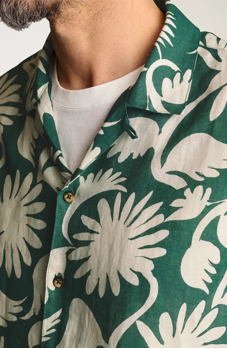 Bonobos Linen Riviera Shirt - Green Champally Floral