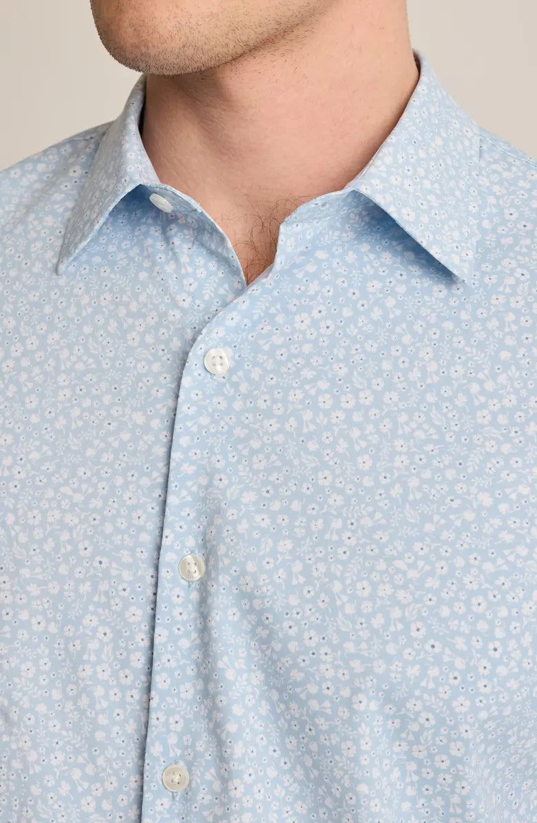 Bonobos Tech Short Sleeve Shirt - Light Blue Floral