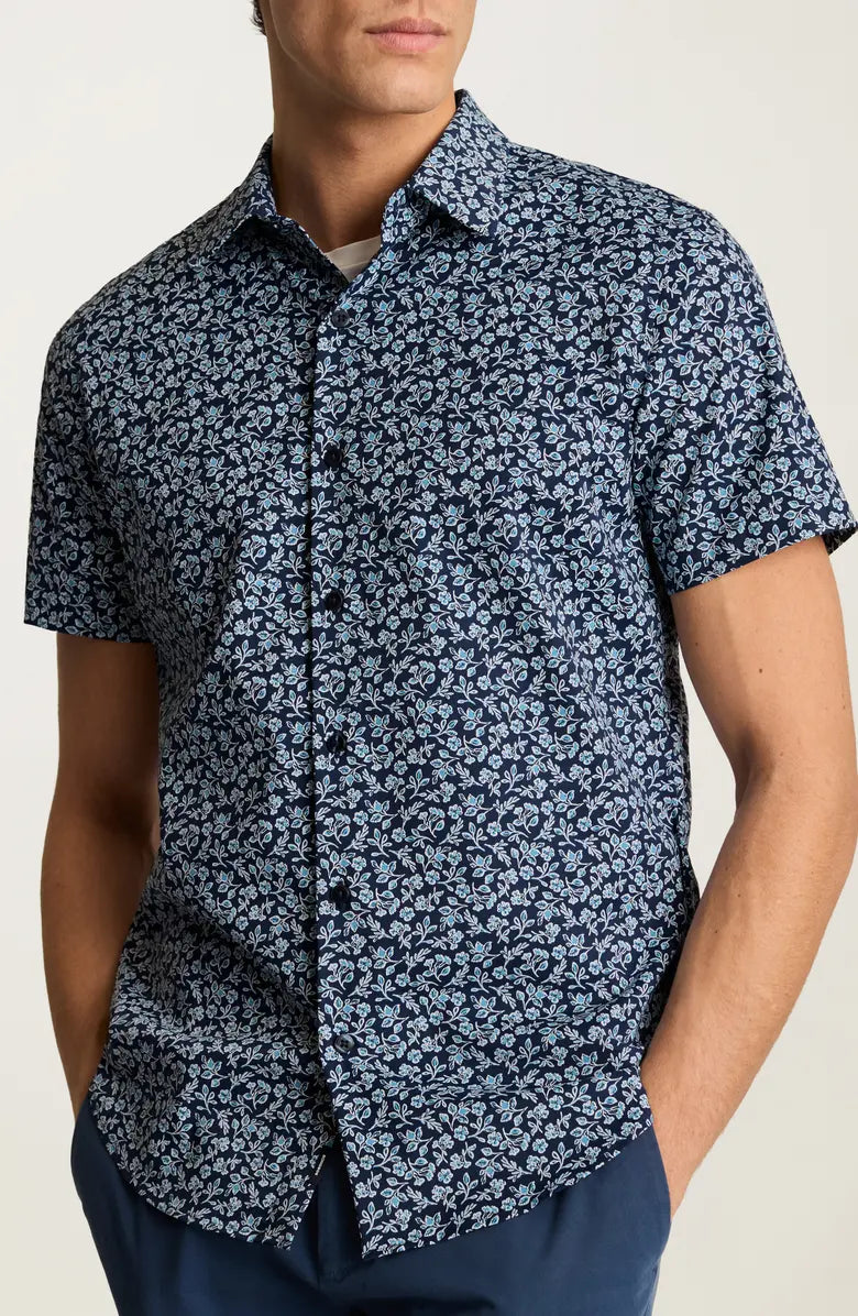 Bonobos Tech Short Sleeve Shirt - Navy Kenria Floral