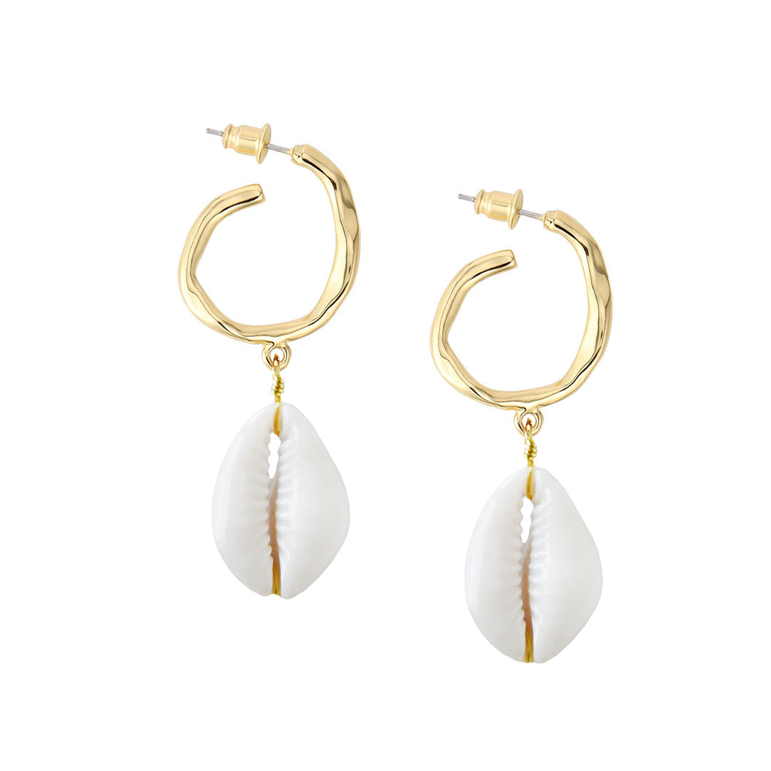 Adriana Pappas - Hammered Hoop Shell Drops Earrings