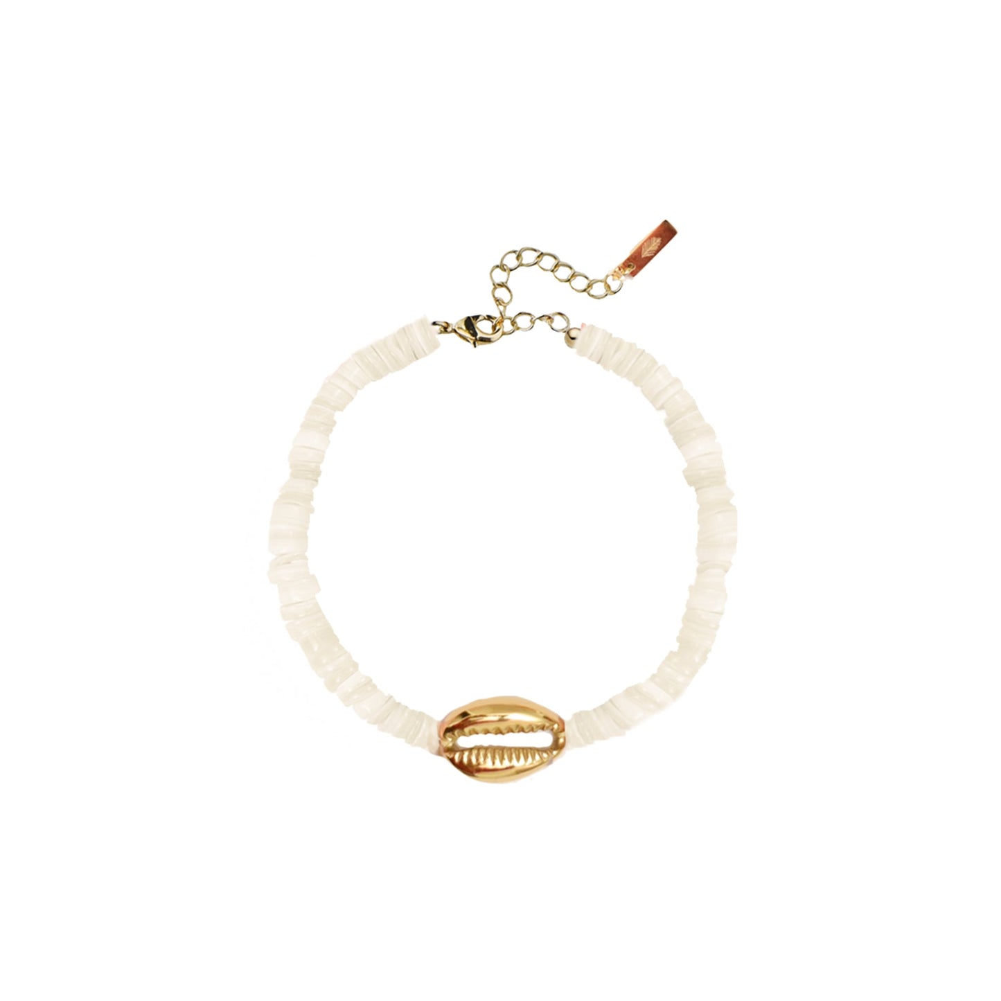 Adriana Pappas - Heishi Mini Gold Shell Anklet