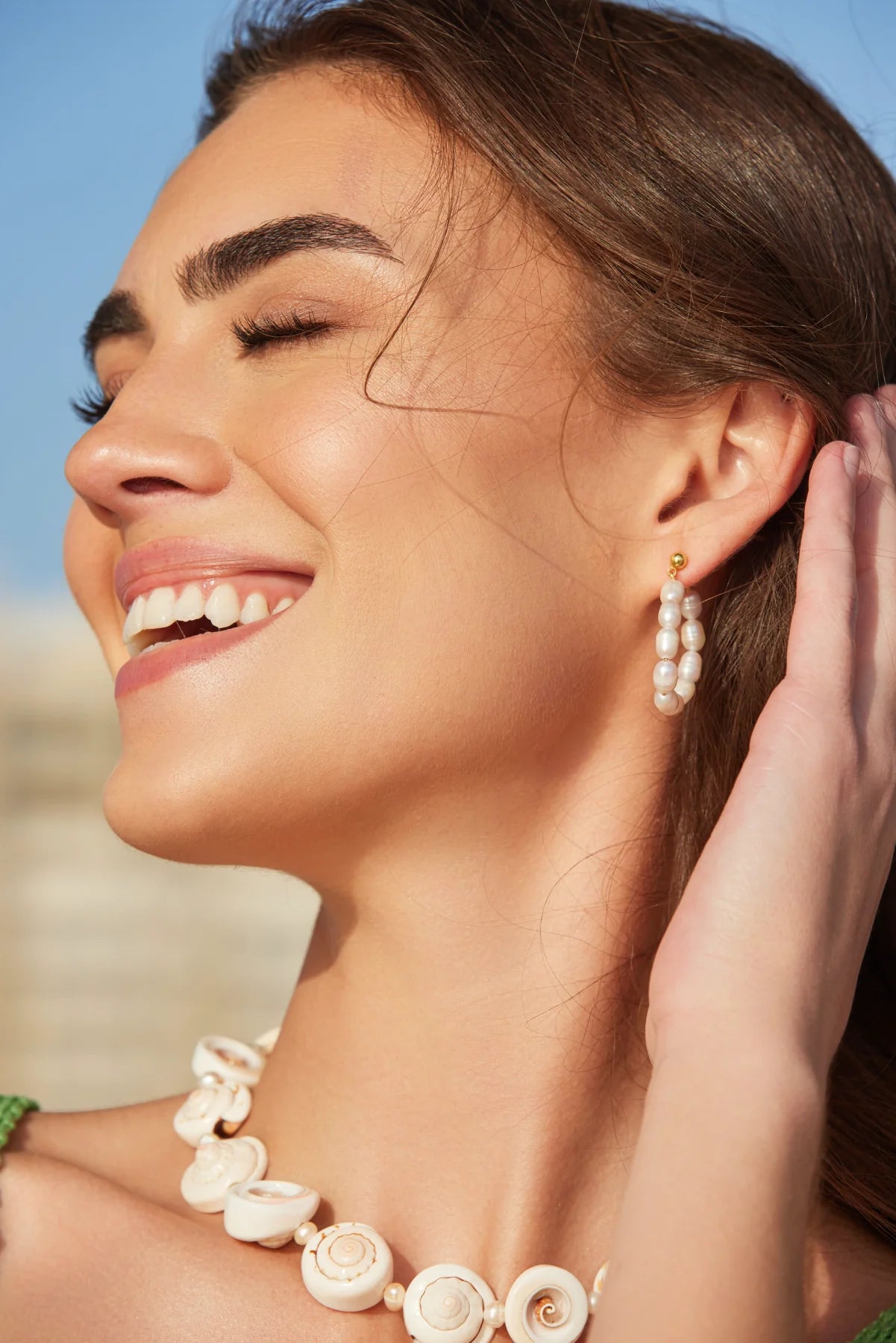 Adriana Pappas - White Floating Pearl Studs