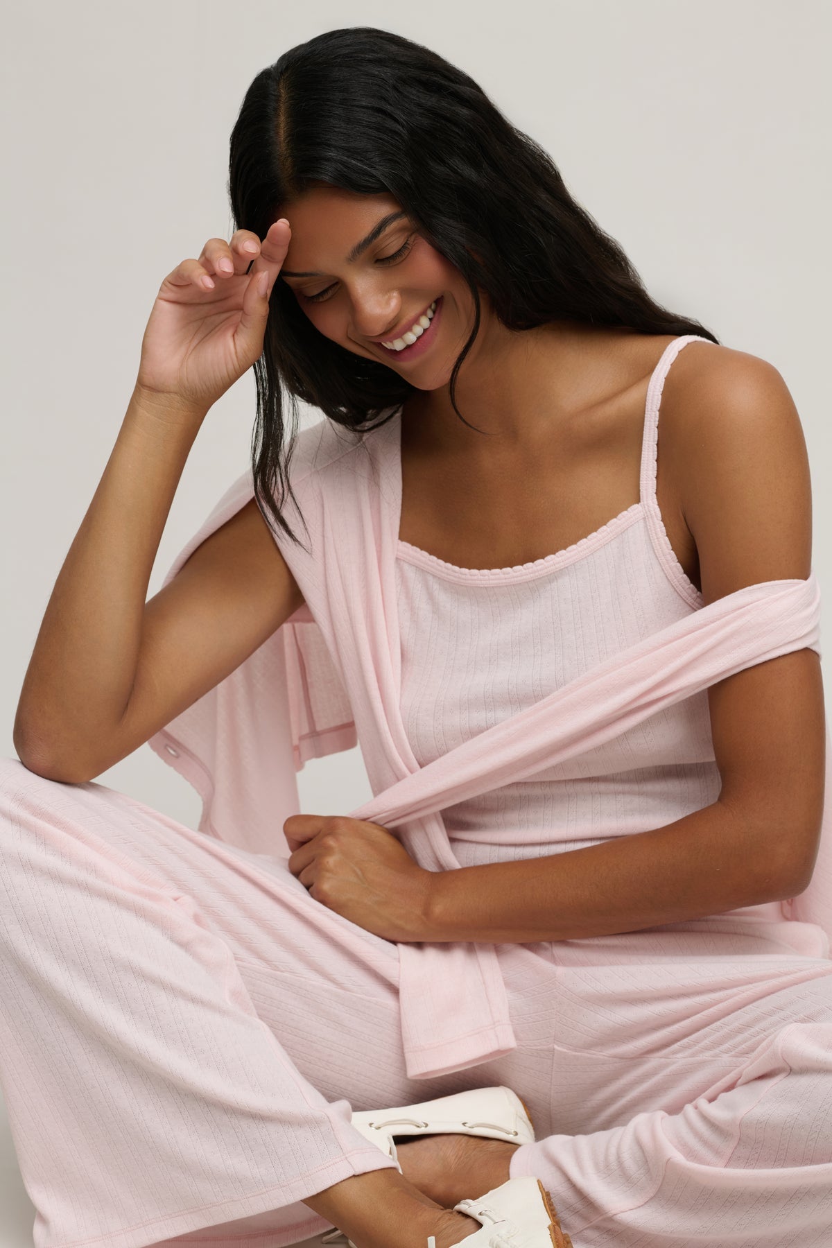 Barefoot Dreams Pointelle Rib Tank - Pink Sand