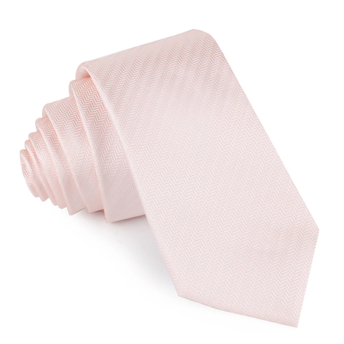 OTAA Men's Skinny Tie - Blush Pink Herringbone