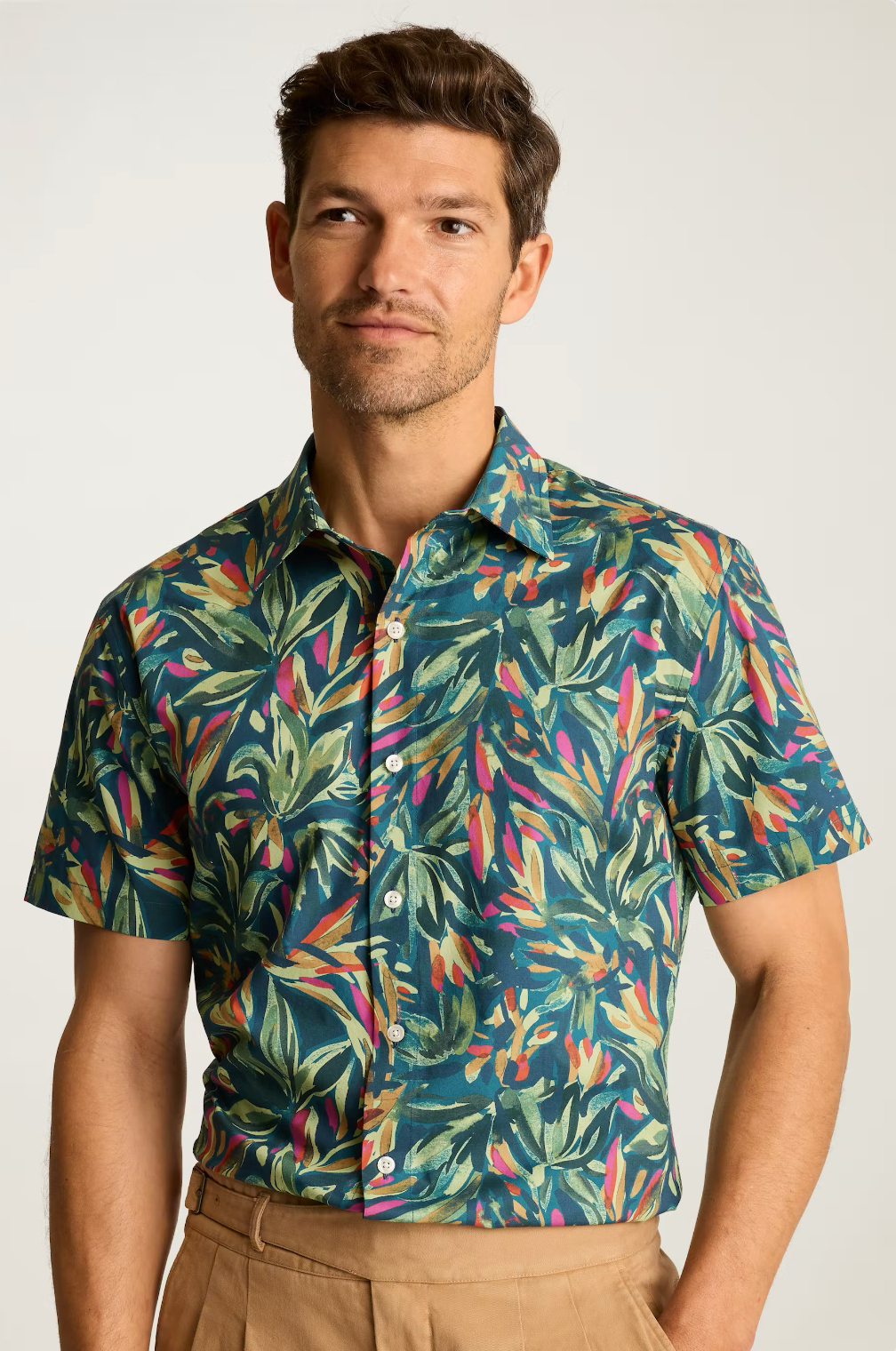 Bonobos Riviera Shirt - Navy Leaves