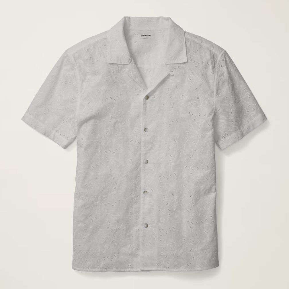 Bonobos Riviera Shirt - White Floral Eyelet