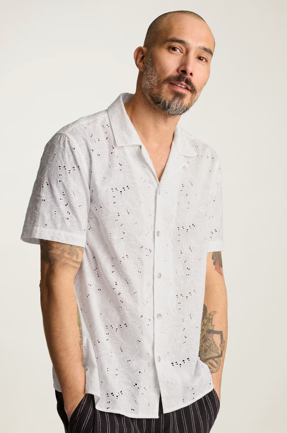 Bonobos Riviera Shirt - White Floral Eyelet