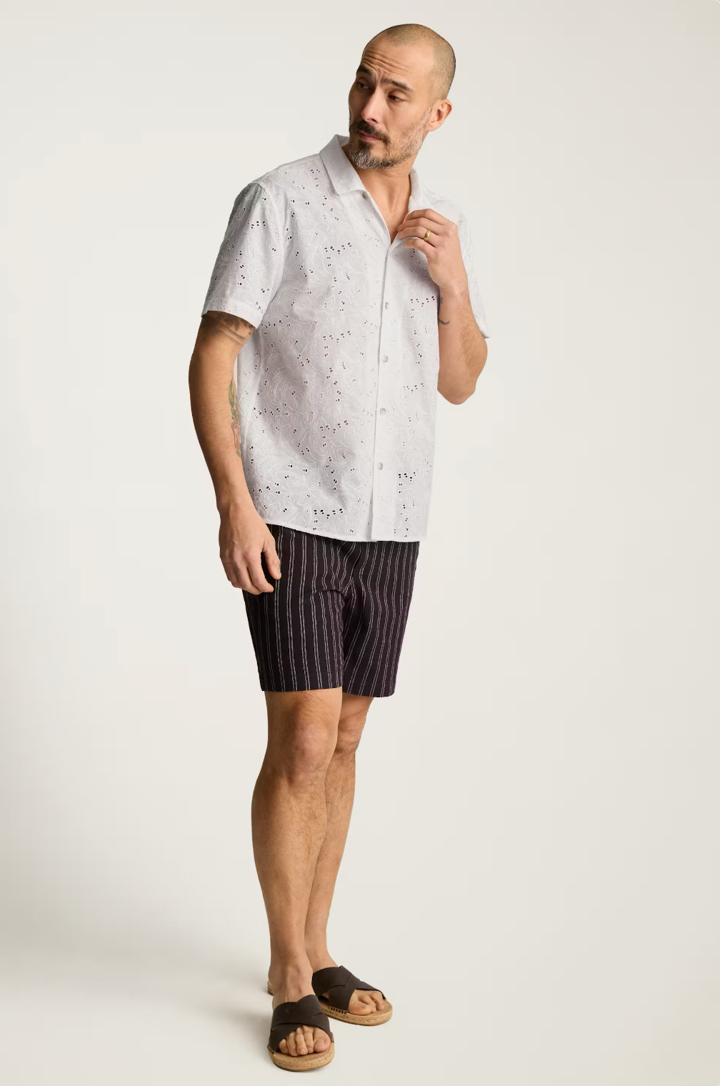 Bonobos Riviera Shirt - White Floral Eyelet