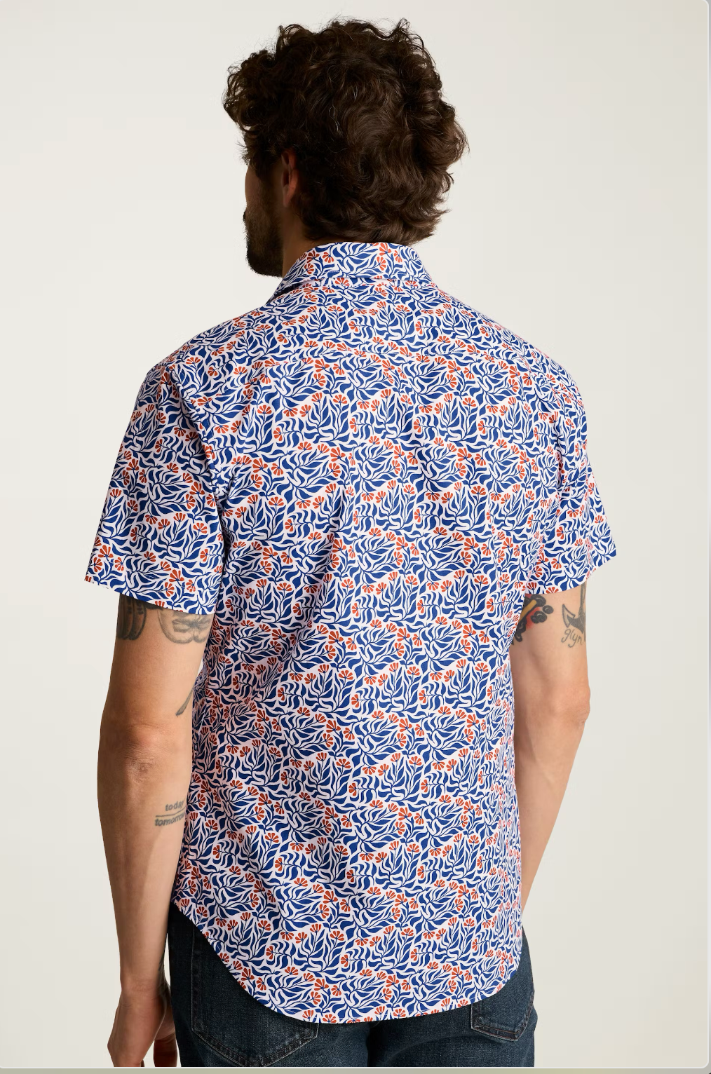 Bonobos Riviera Shirt - Red Blue floral Scatter