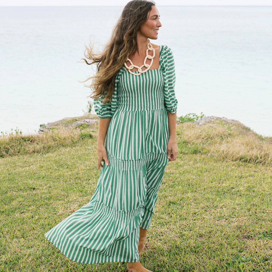 Sunshine Tienda Green & White Tula Dress