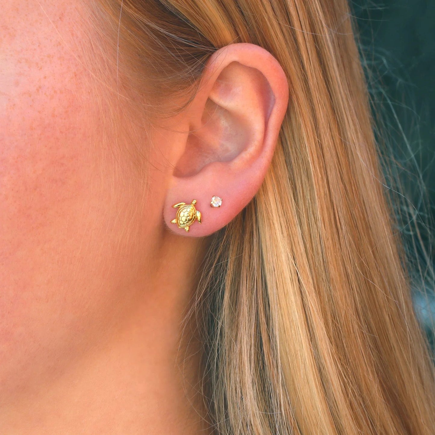 Kris Nations - Gold Sea Turtle Stud Earrings