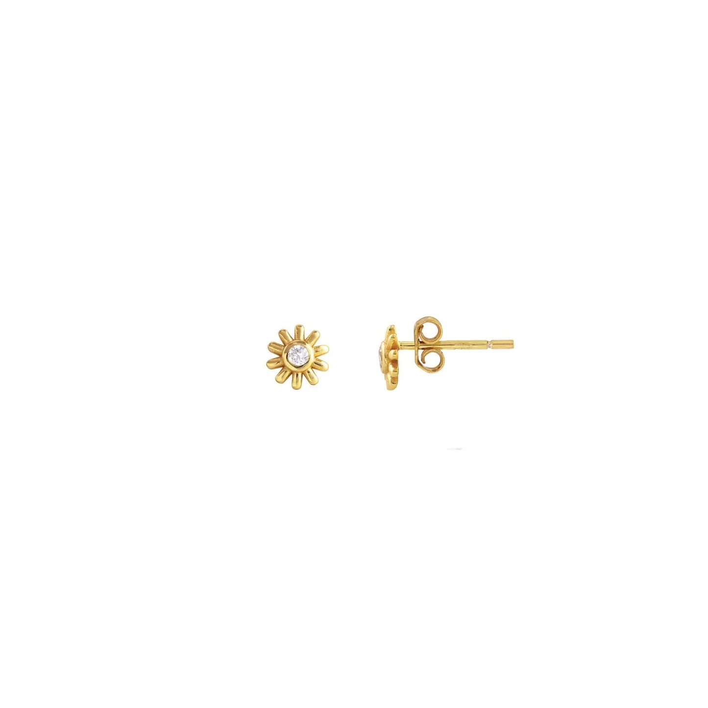 Kris Nations - Sunburst Crystal Stud Earrings - 18K Gold Vermeil