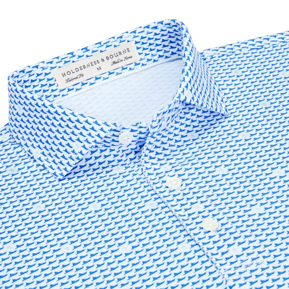 Holderness & Bourne - The Jarvis Shirt: White Marlin Blue & Skye