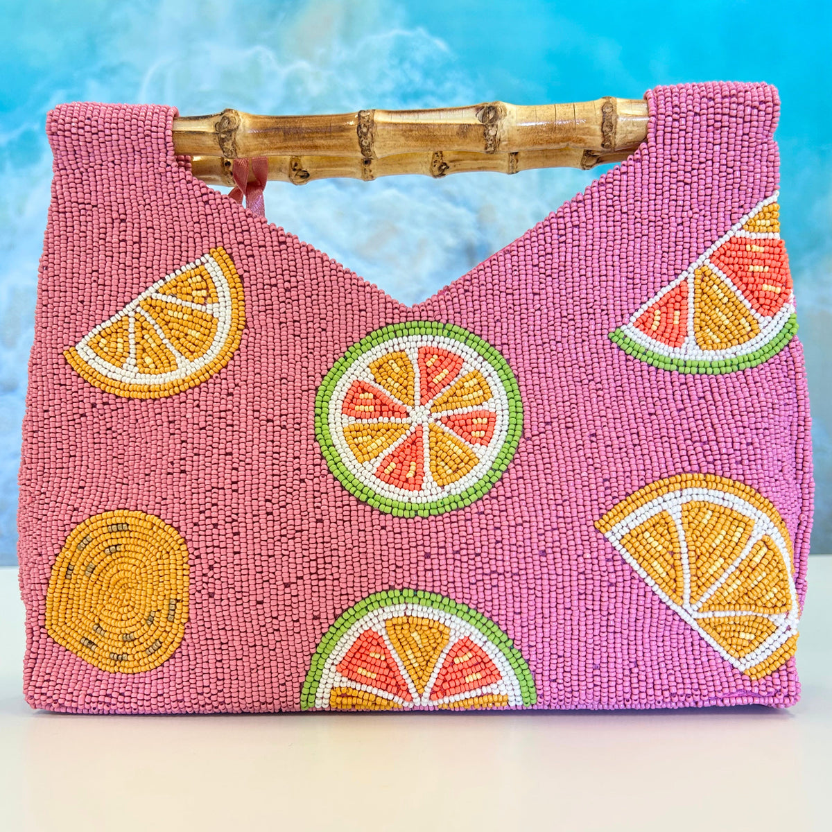 Tiana Design Bamboo Clutch - Purple Citrus