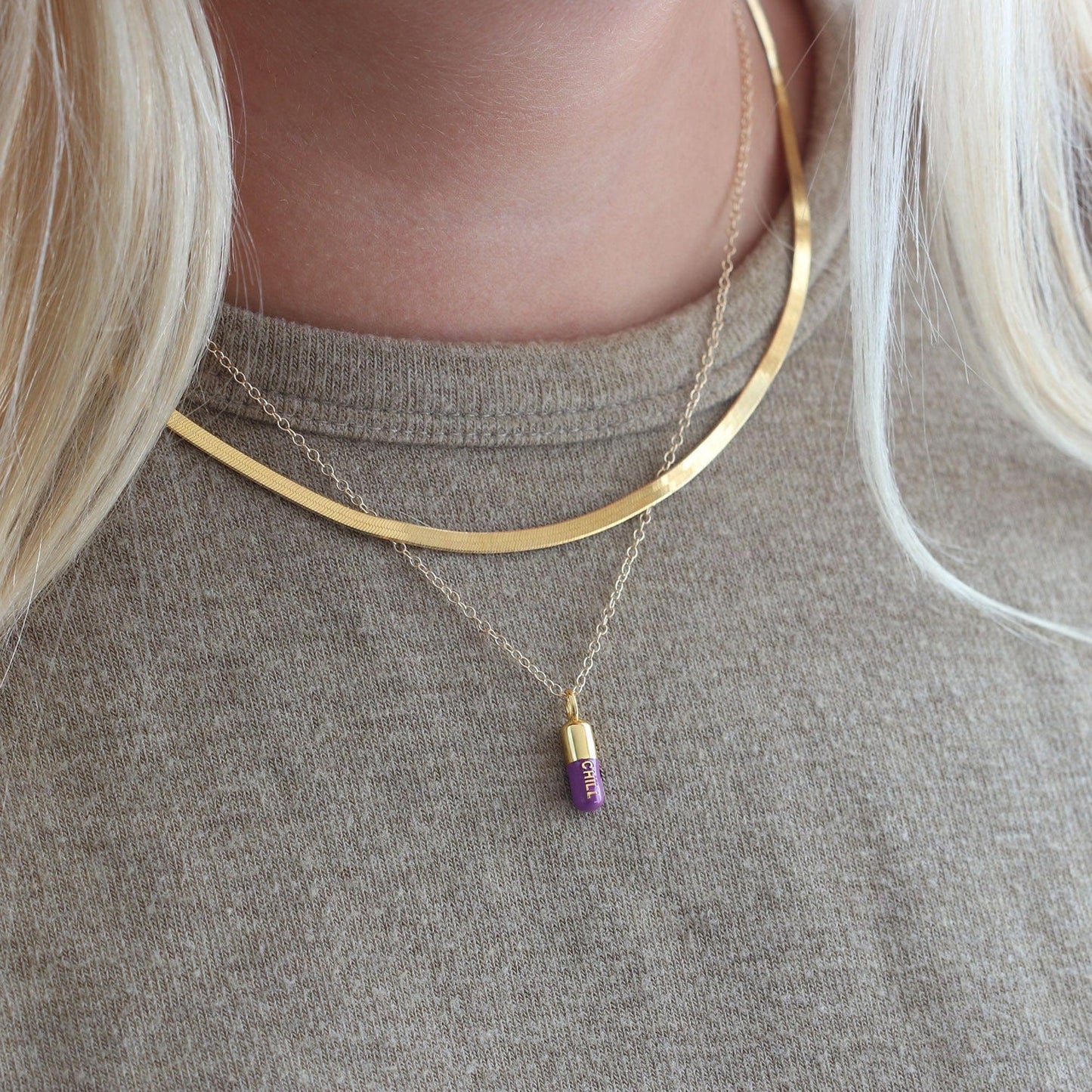 Kris Nations - Gold Herringbone Chain Necklace