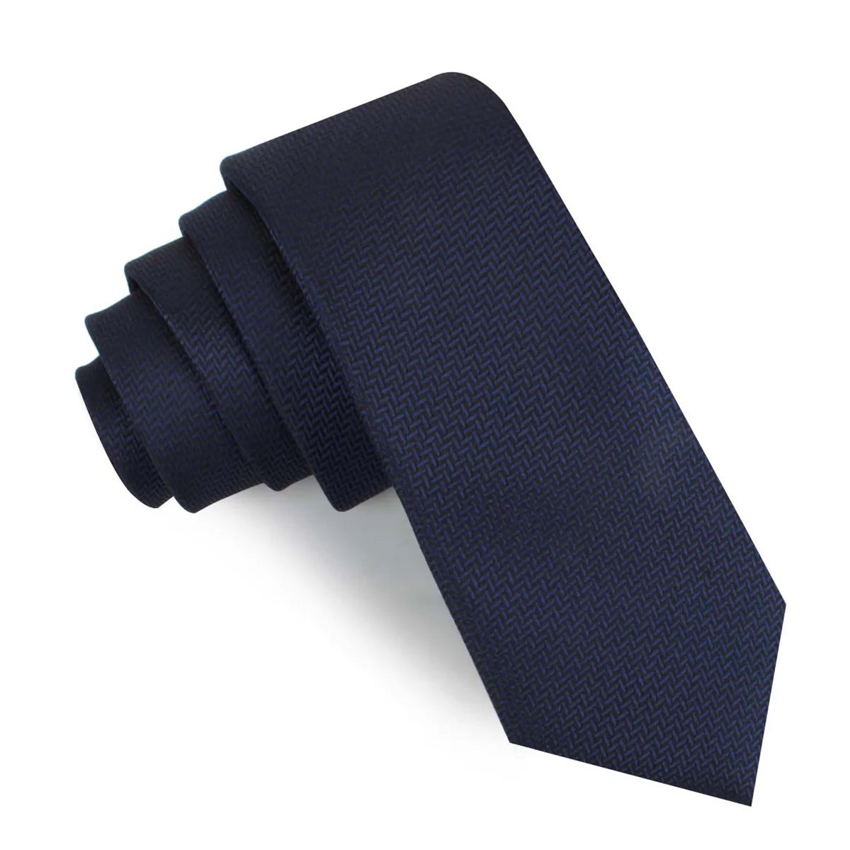 OTAA Men's Skinny Tie - Navy Diagonal Herringbone