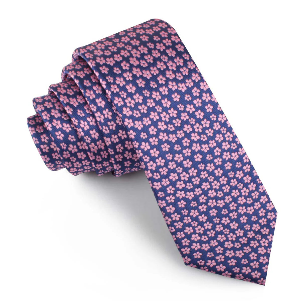 OTAA Men's Skinny Tie - Pink Plum Blossom Floral