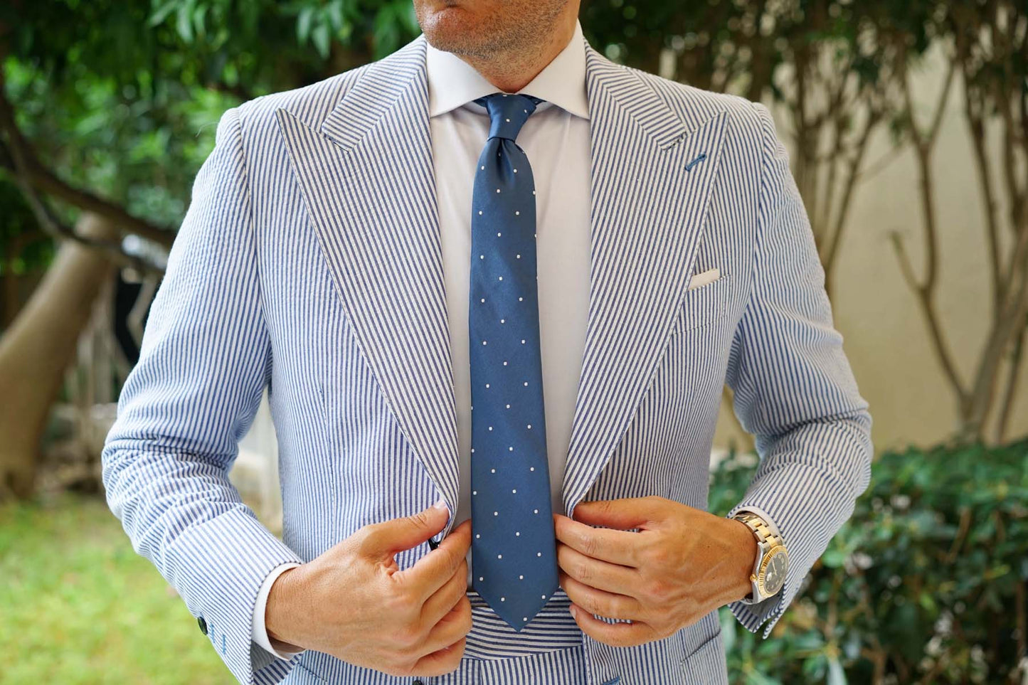 OTAA Men's Skinny Tie - Prussian Polka Dots