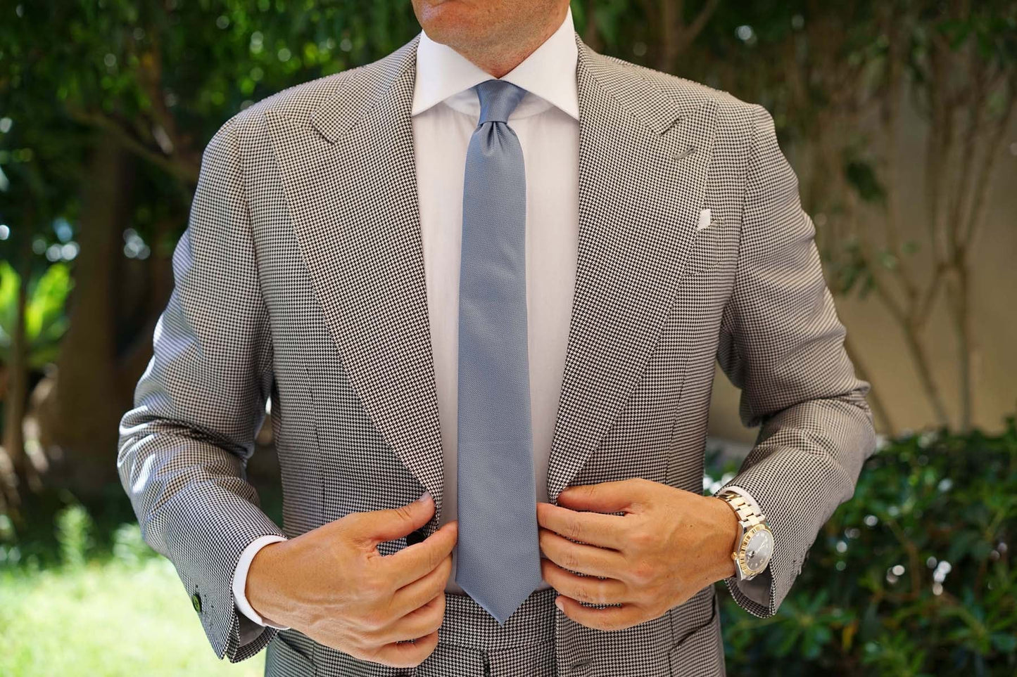 OTAA Men's Skinny Tie - Steel Blue Weave