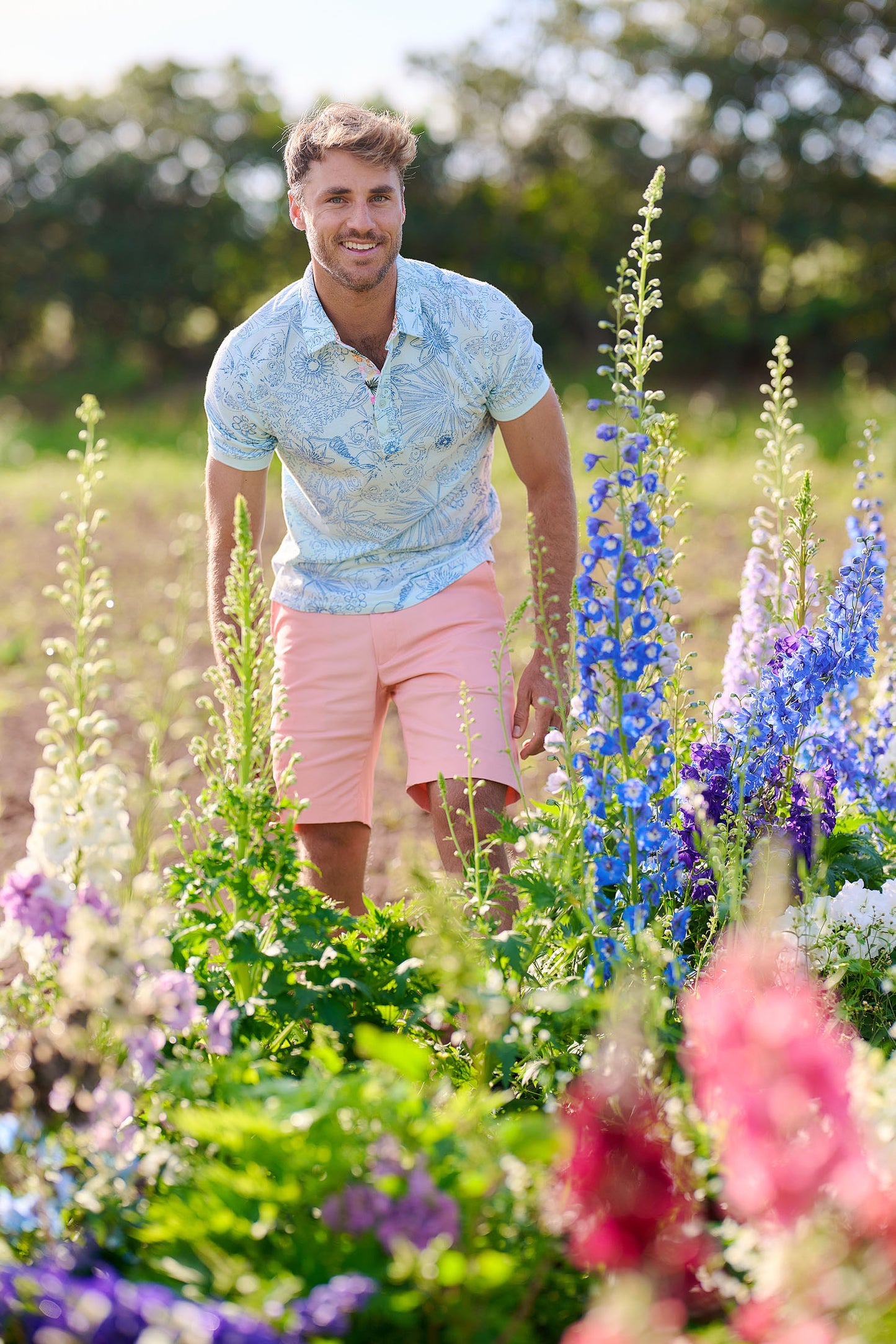 Men's Stretch Bermudas - Flamingo Pink