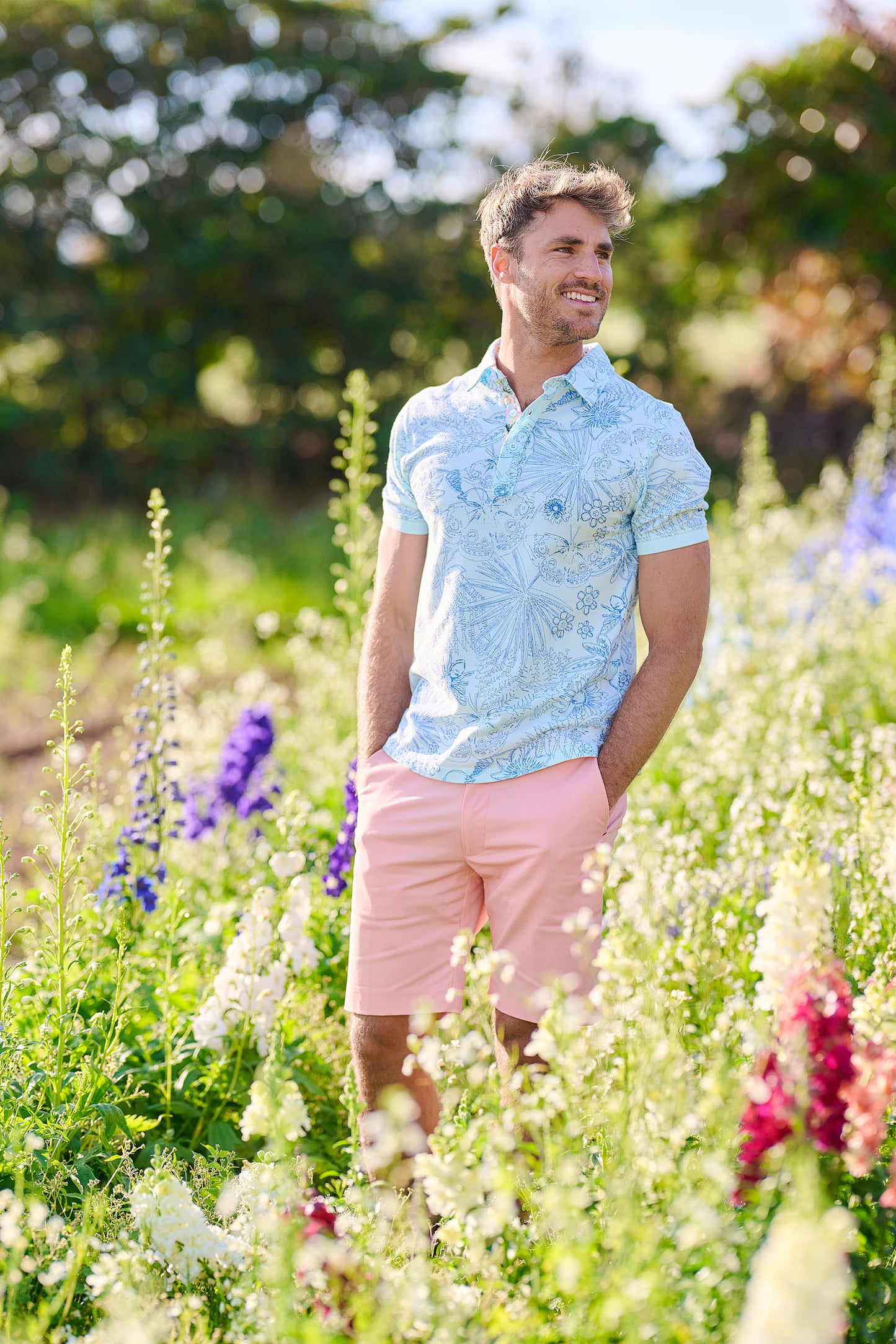 Men's Stretch Bermudas - Flamingo Pink