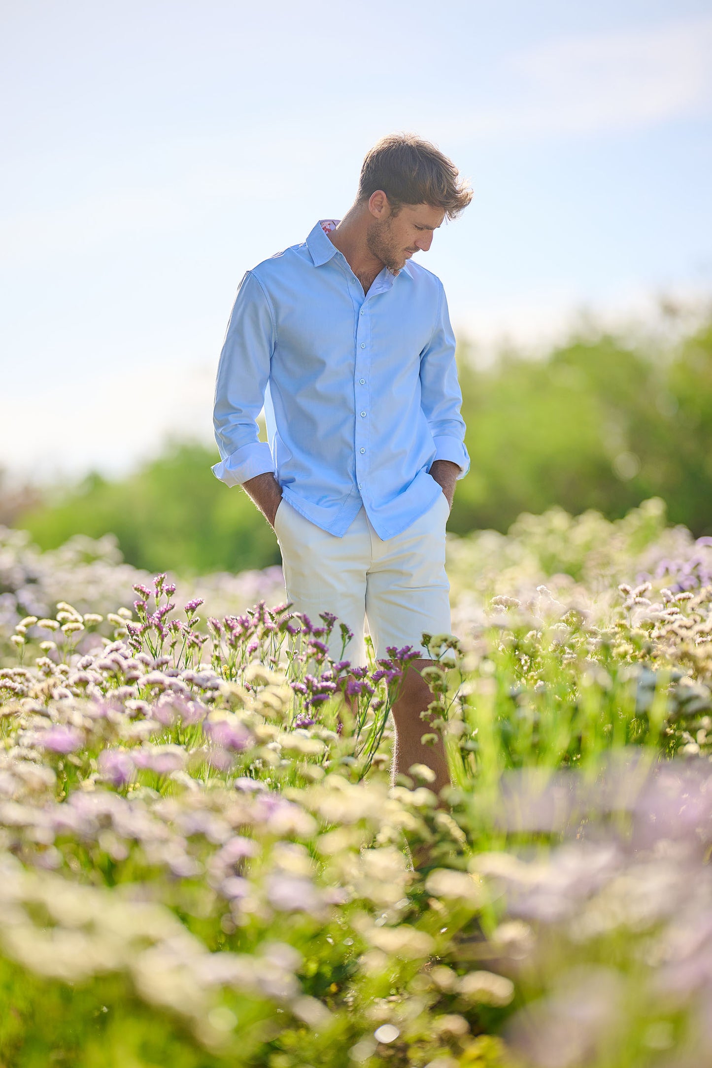 TABS Men's Button Down Casual Shirt - Bluebird