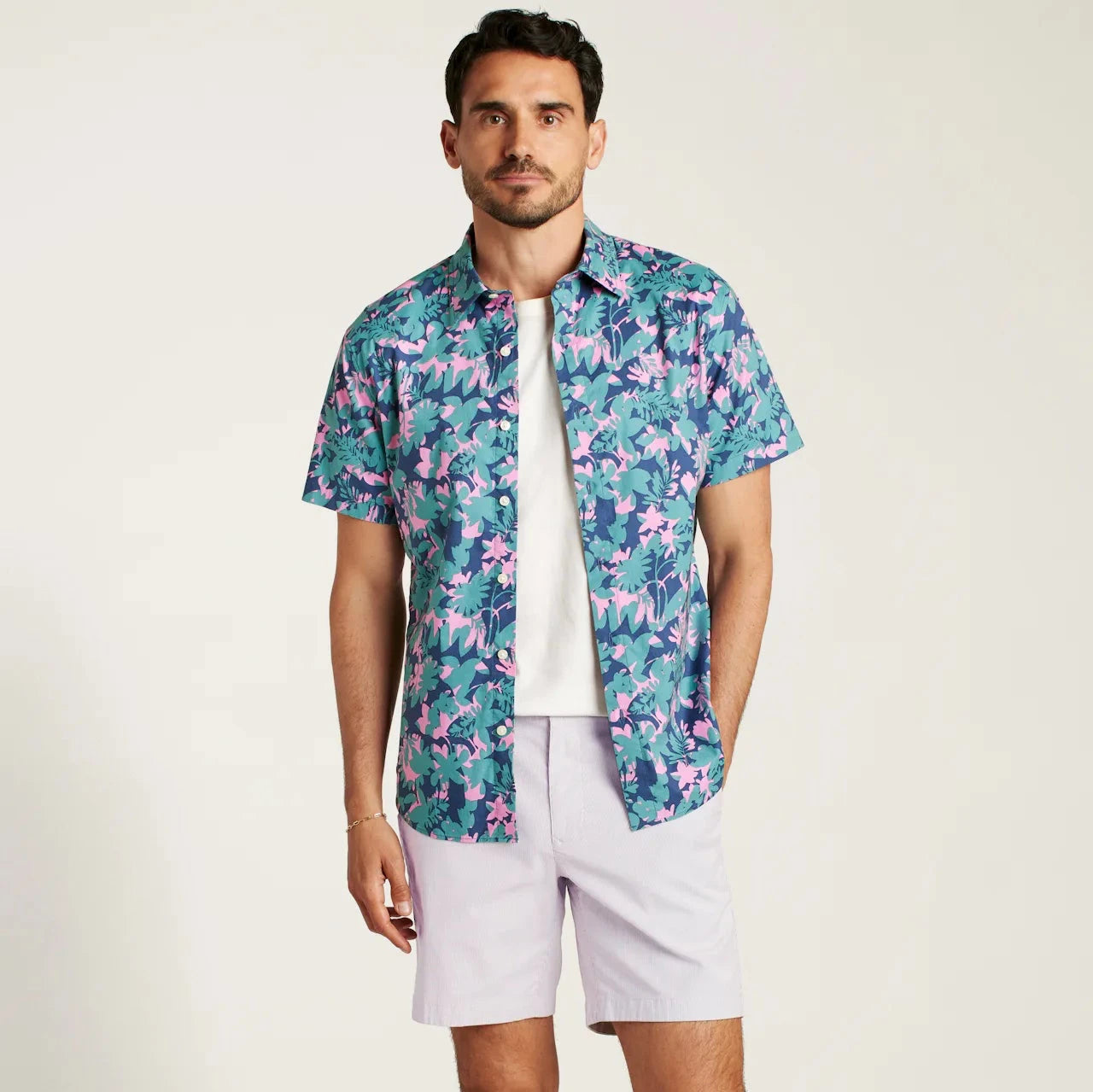 Bonobos Riviera Shirt - Navy Bonavista Leaves