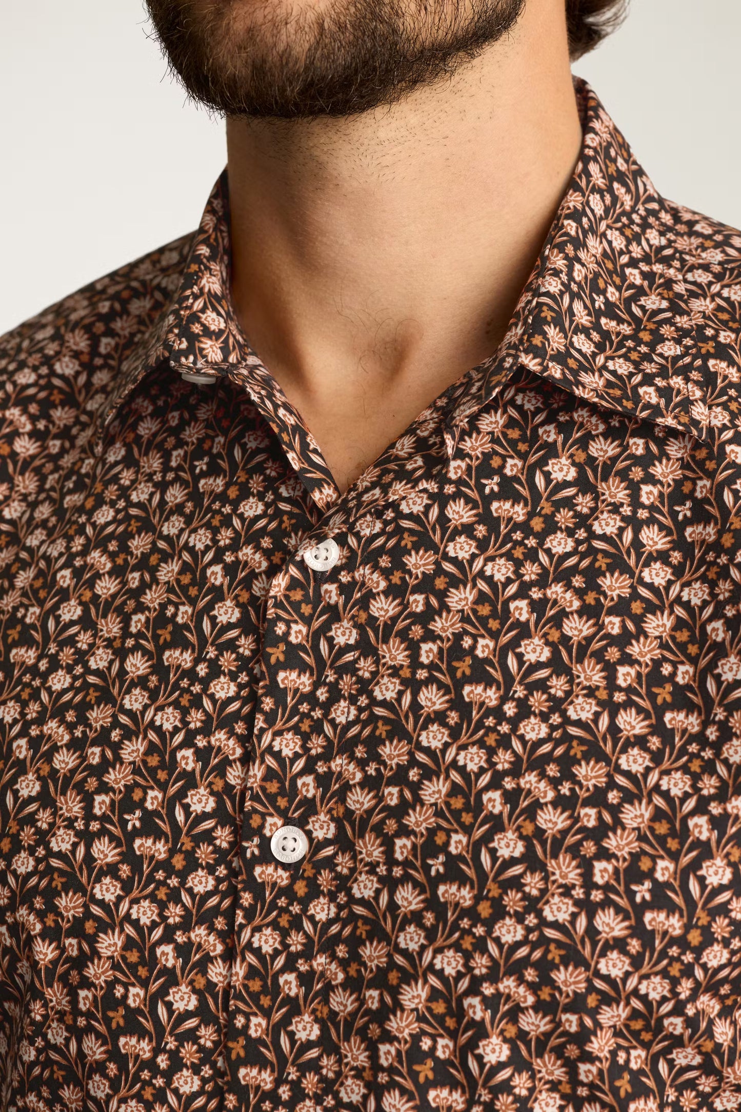 Bonobos Riviera Shirt - Black Rust Floral