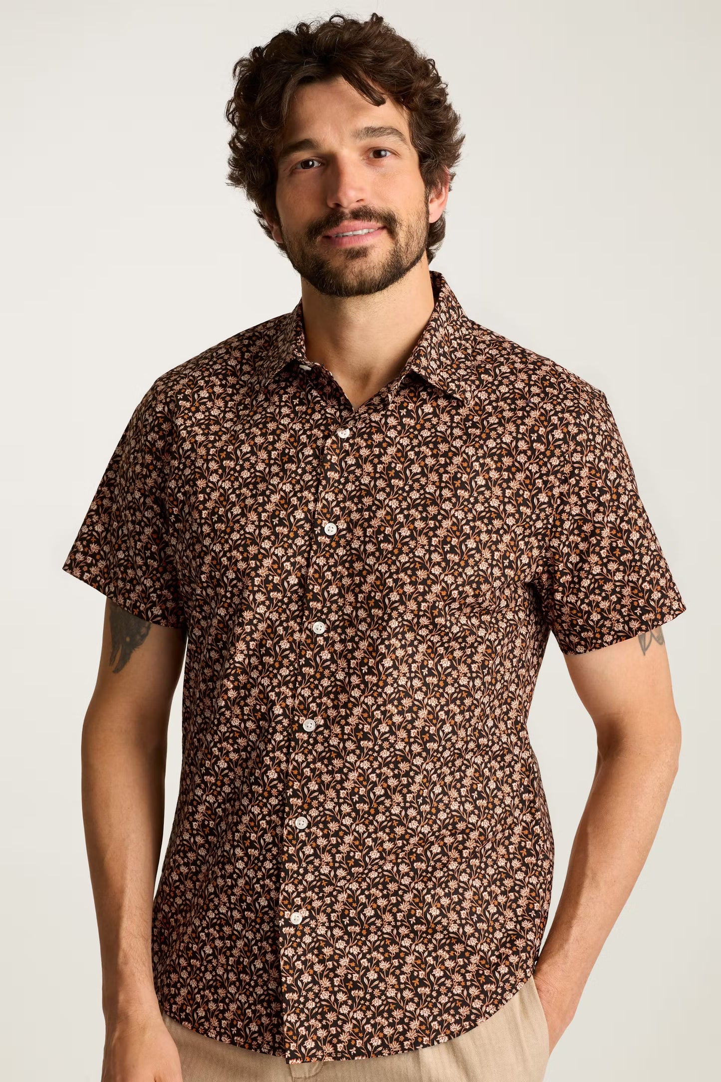 Bonobos Riviera Shirt - Black Rust Floral