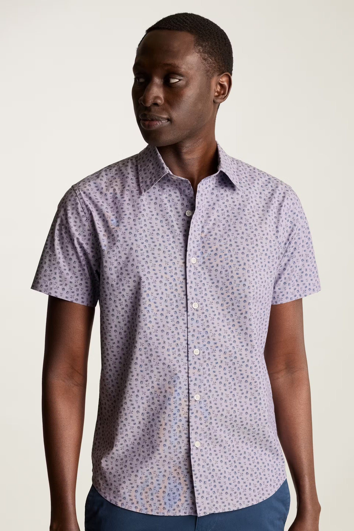 Bonobos Riviera Shirt - Navy Purple Vacation