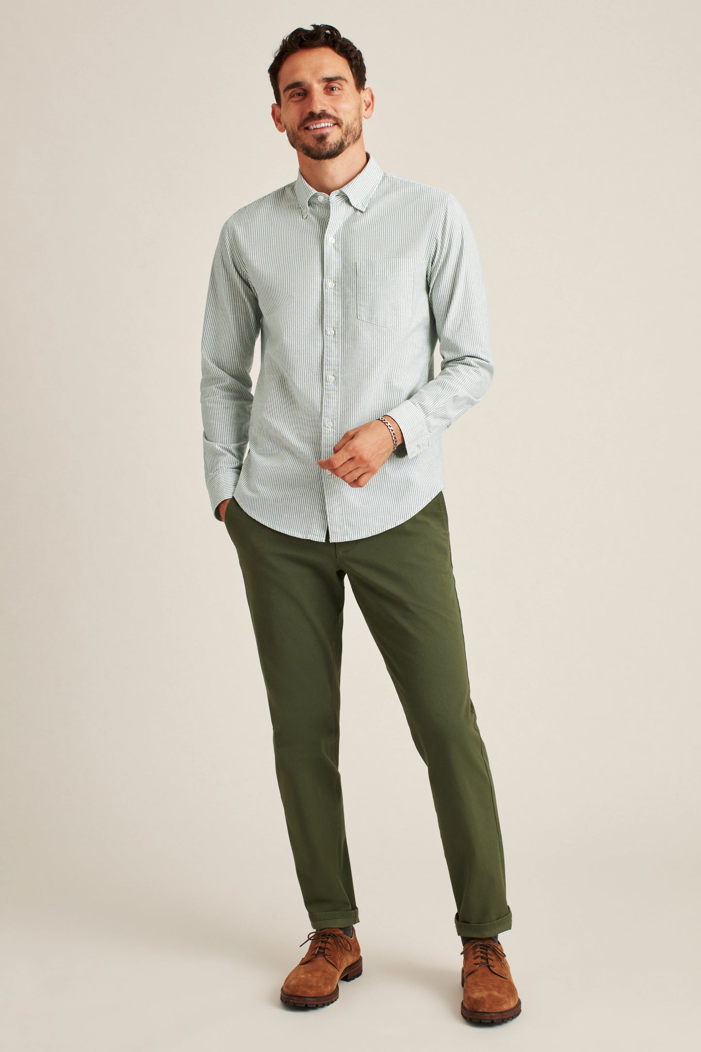 Bonobos Everyday Oxford Shirt - Sage Green Stripe