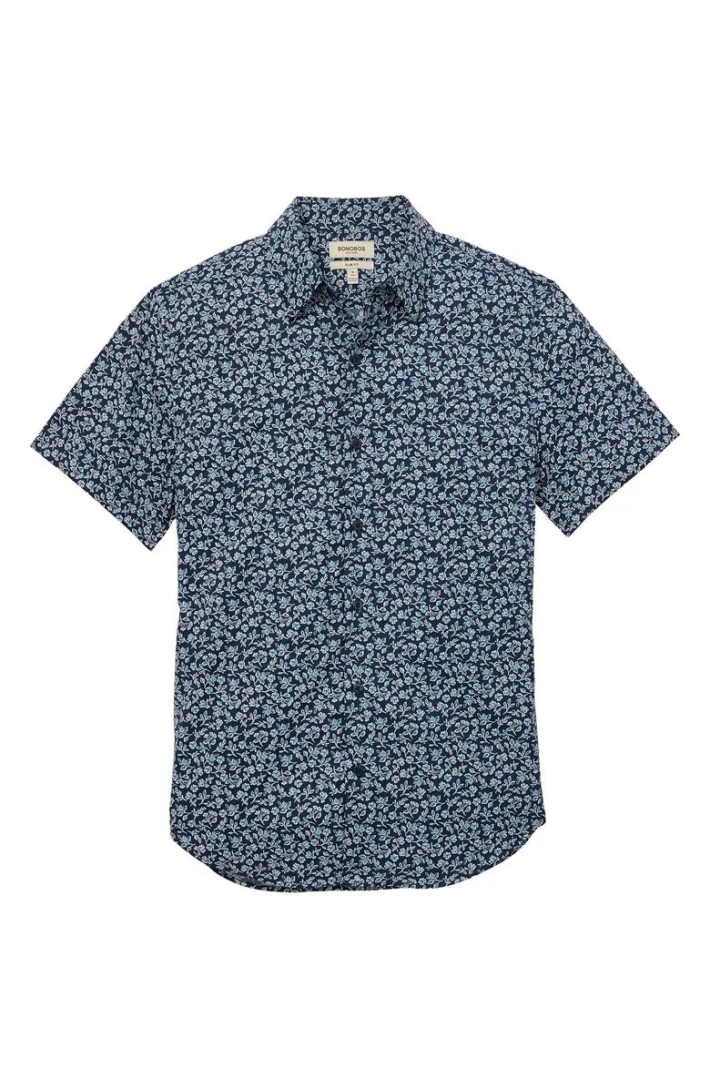 Bonobos Tech Short Sleeve Shirt - Navy Kenria Floral