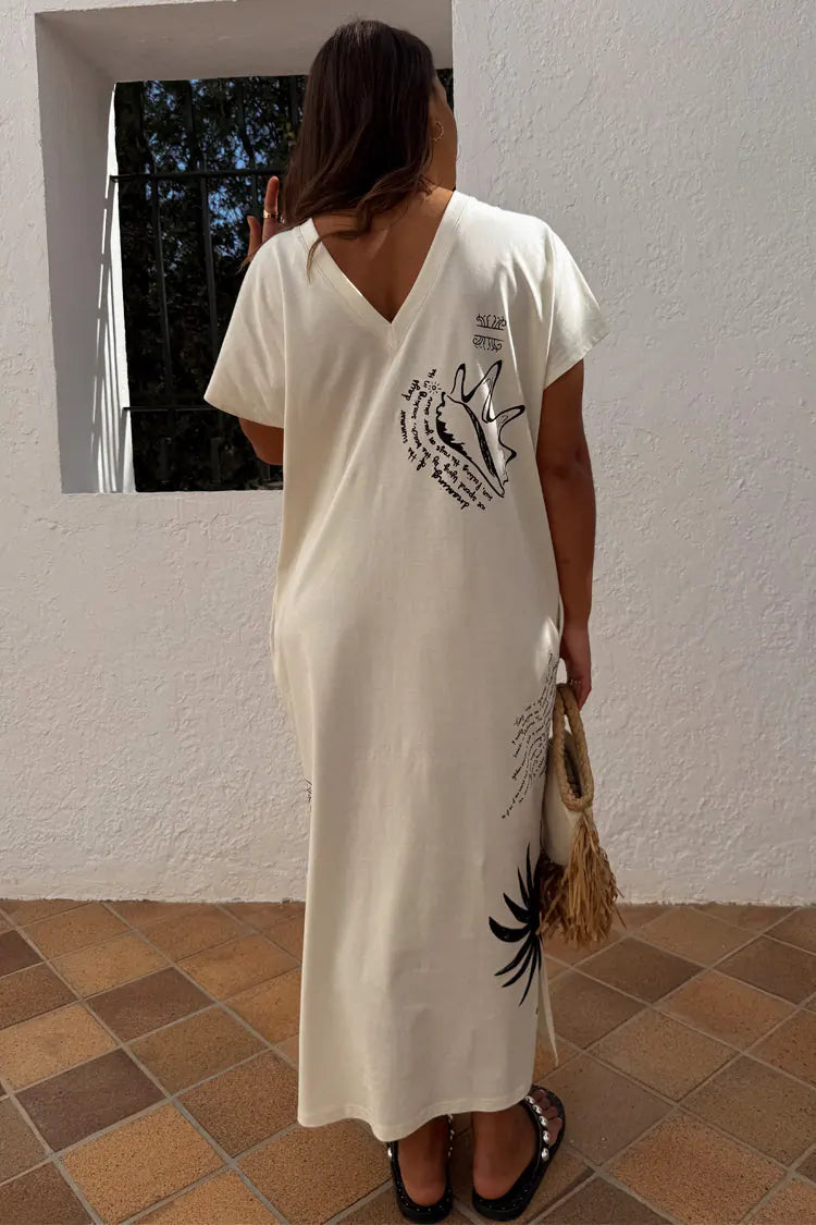 Never Fully Dressed - Cream Palma T Shirt Dress