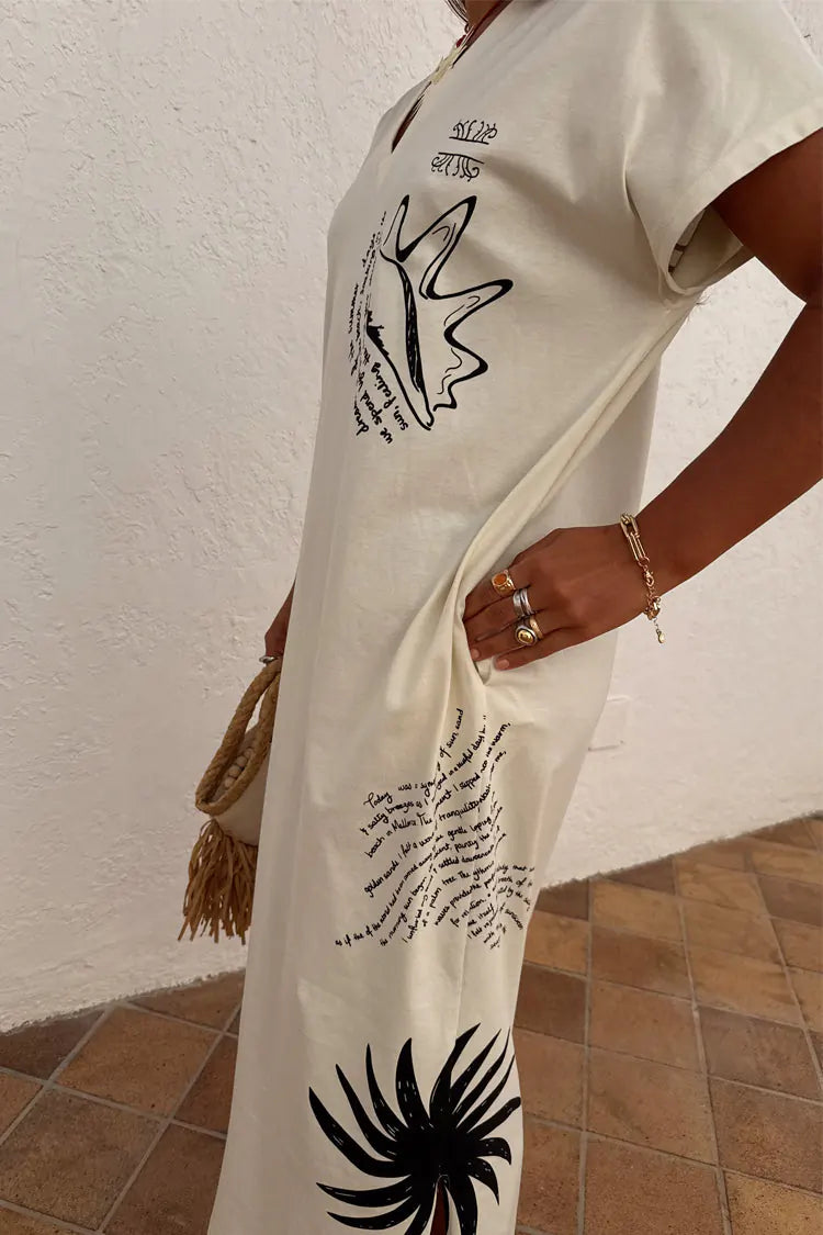 Never Fully Dressed - Cream Palma T Shirt Dress