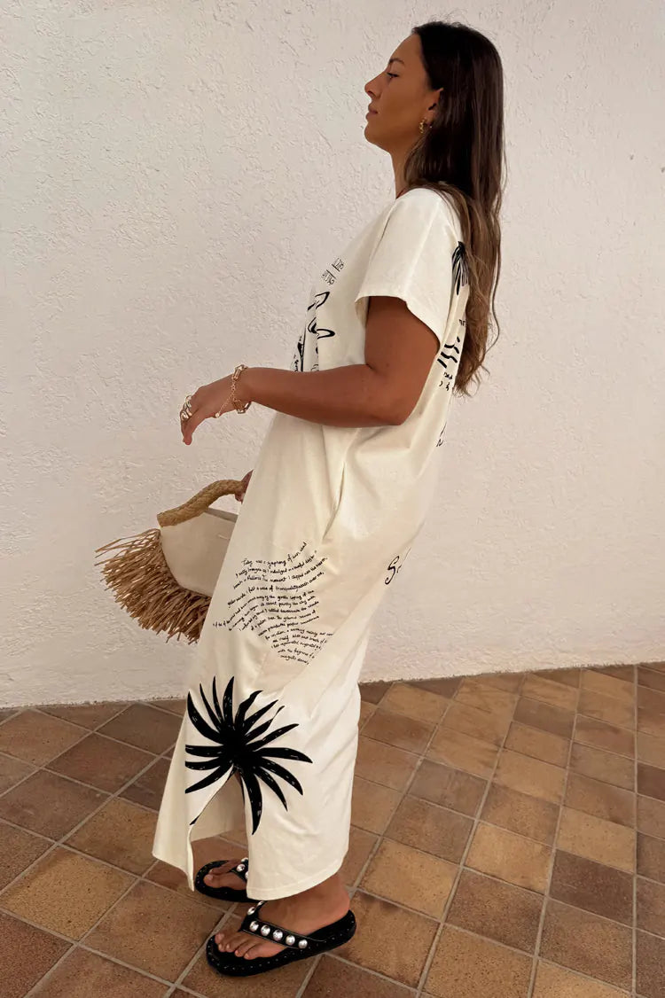 Never Fully Dressed - Cream Palma T Shirt Dress