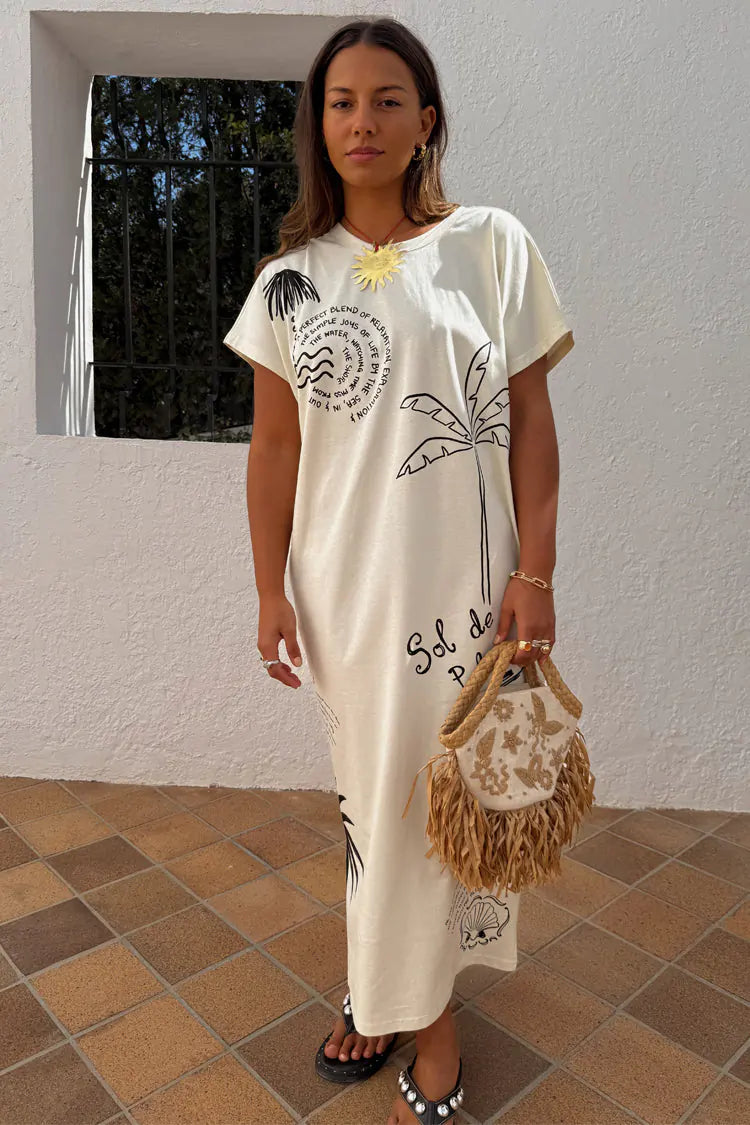 Never Fully Dressed - Cream Palma T Shirt Dress