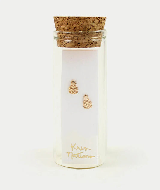 Kris Nations - Pineapple Stud Earrings - 18K Gold Vermeil