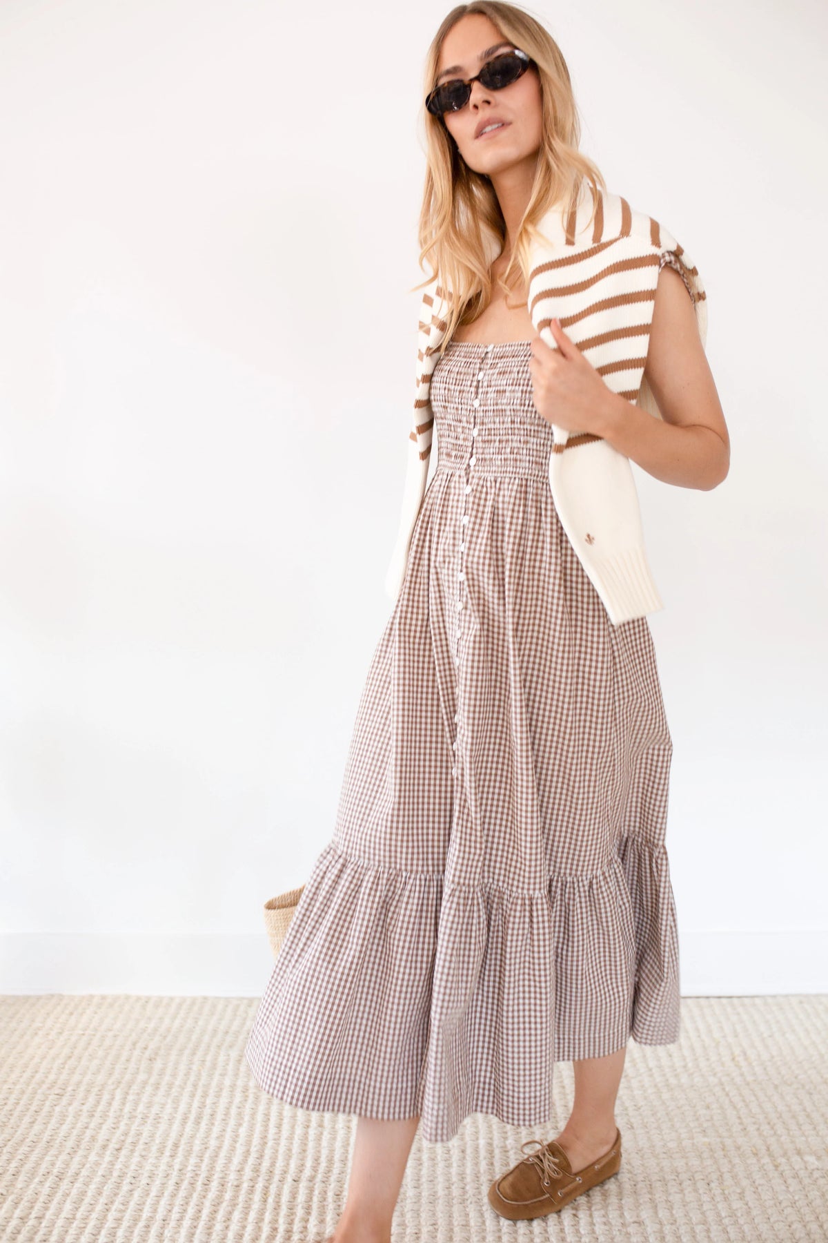 Marea Celine Dress - Mocha Mini Gingham