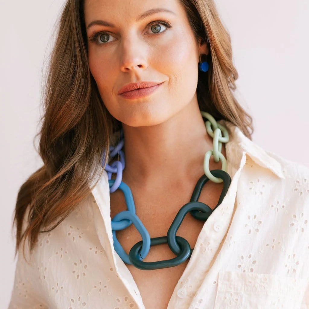 Sunshine Tienda - Blue Color Block Link Necklace