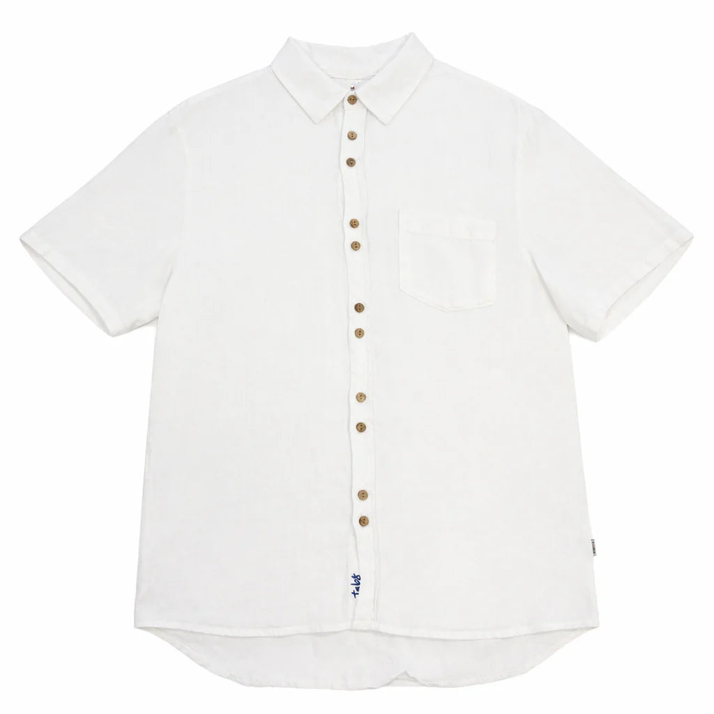 Men's Short Sleeve Linen Shirt - Longtail White