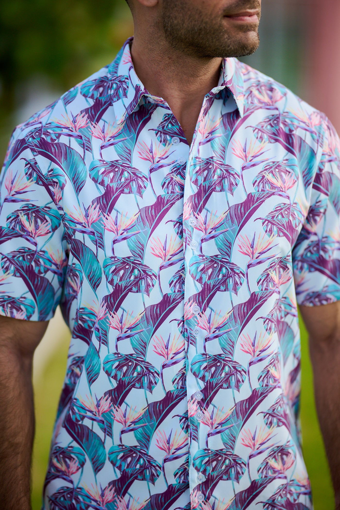 TABS Men's Short Sleeve Performance Shirt - Birds Of Paradise