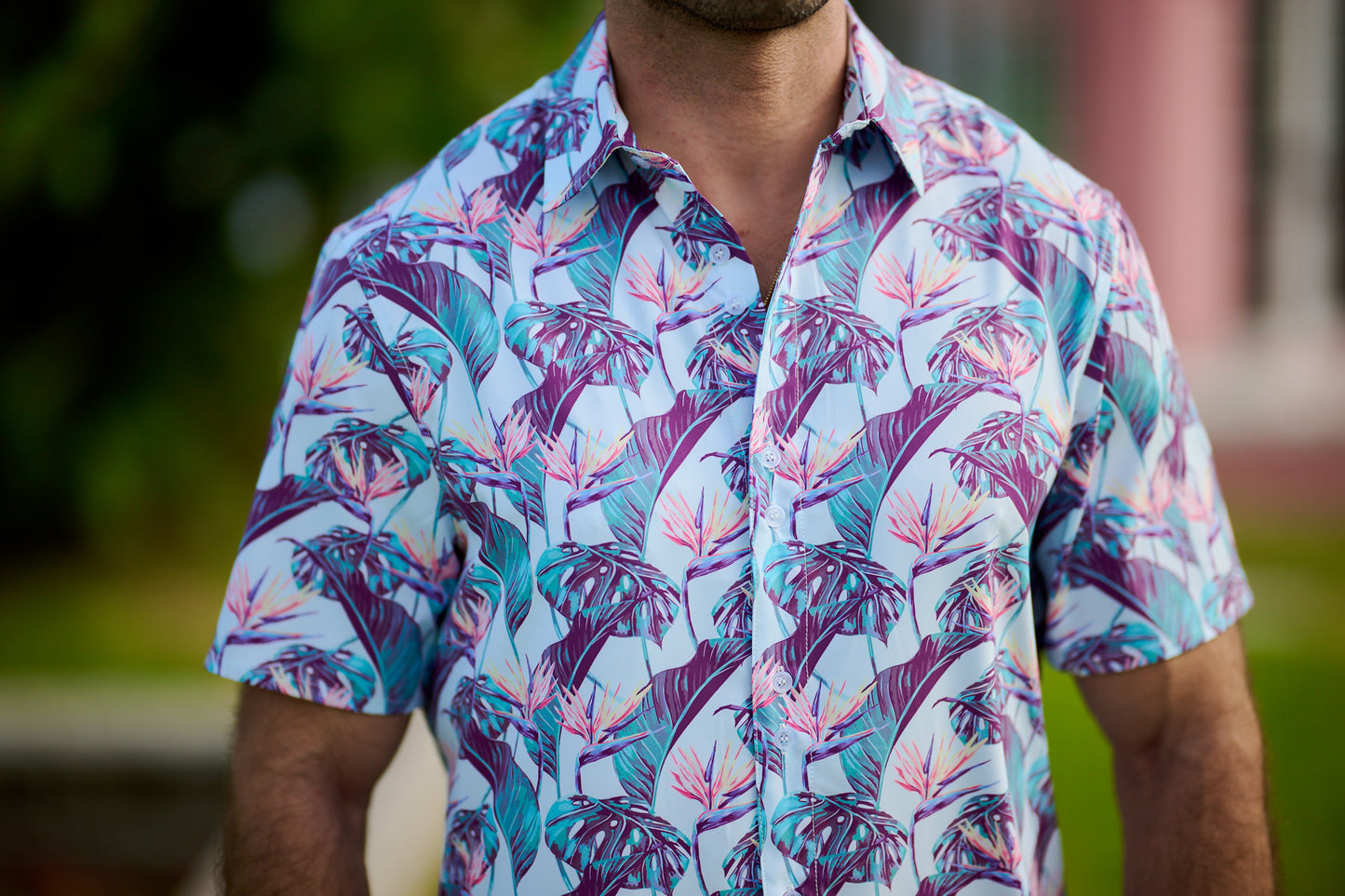 TABS Men's Short Sleeve Performance Shirt - Birds Of Paradise