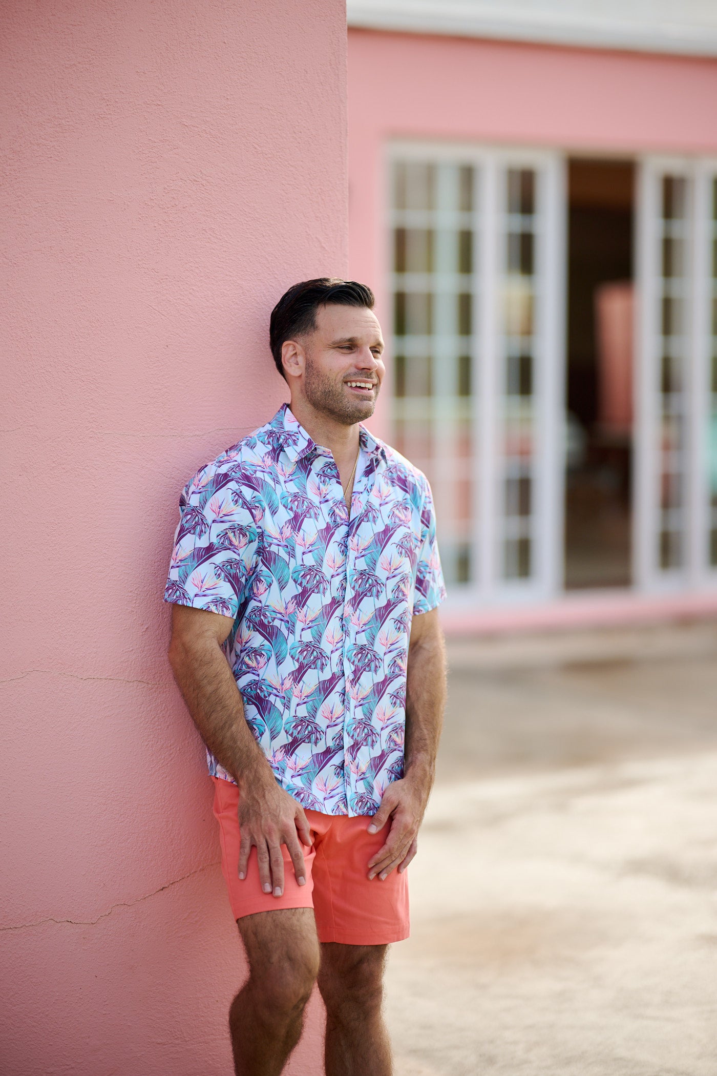 TABS Men's Short Sleeve Performance Shirt - Birds Of Paradise