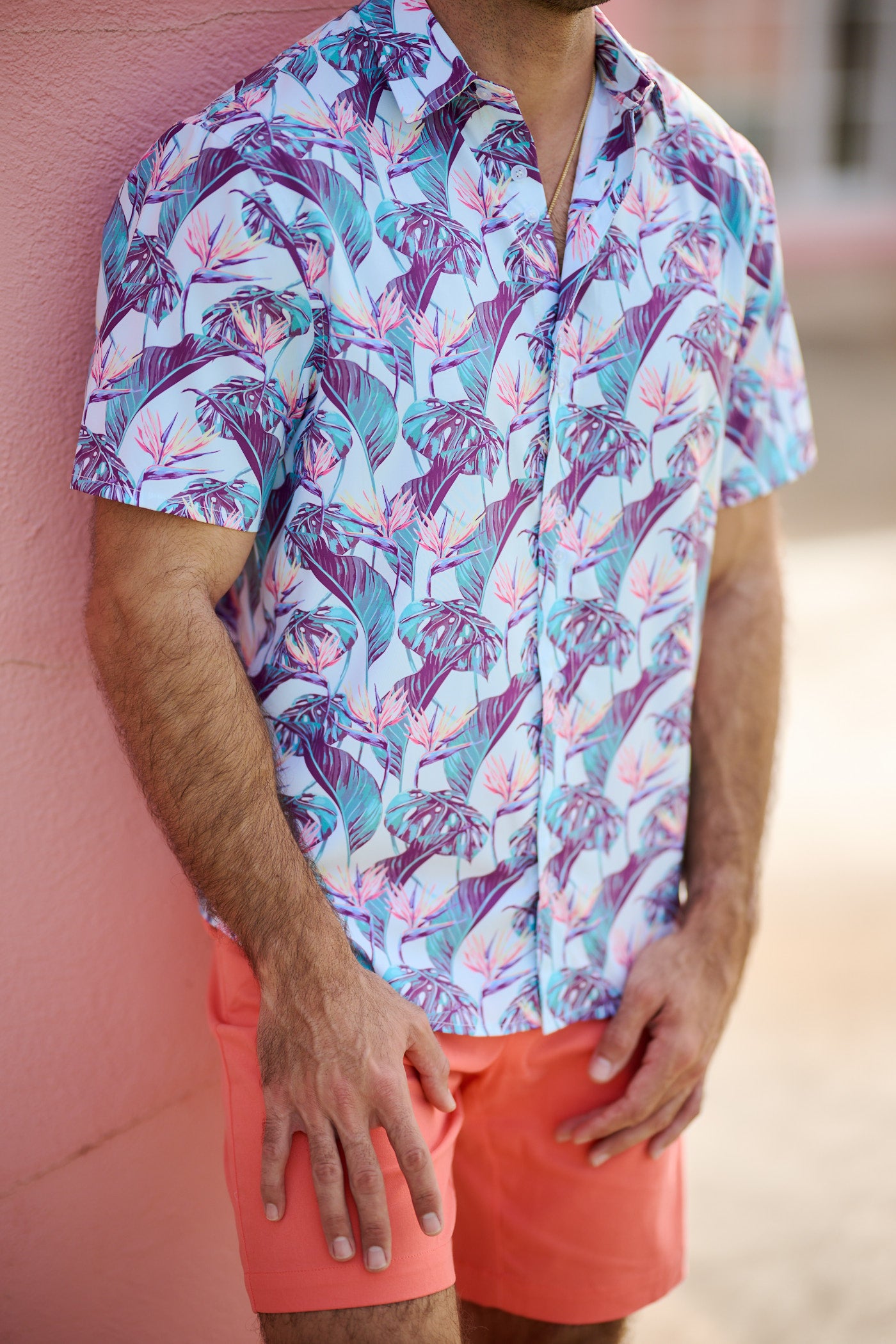 TABS Men's Short Sleeve Performance Shirt - Birds Of Paradise