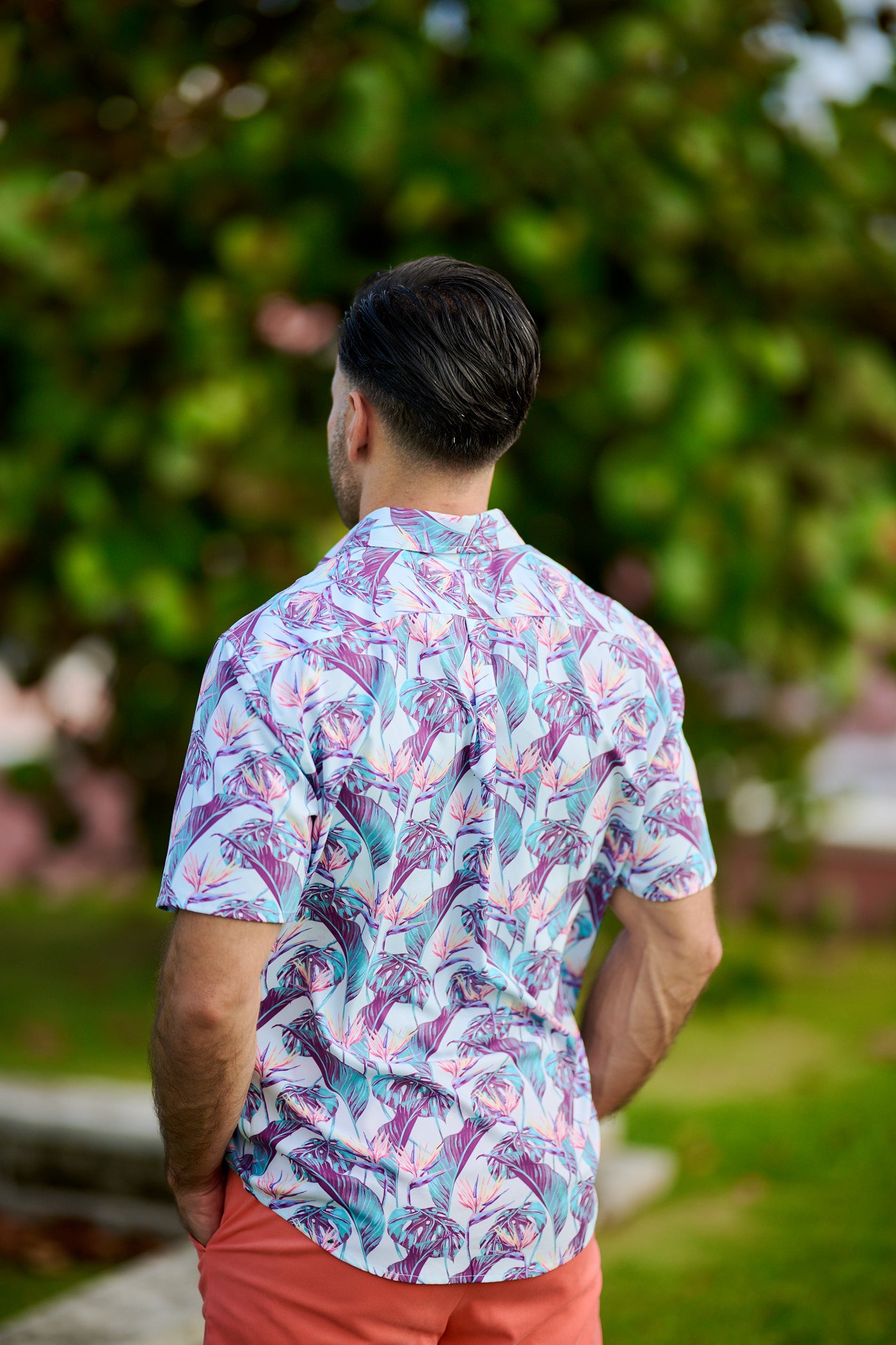 TABS Men's Short Sleeve Performance Shirt - Birds Of Paradise