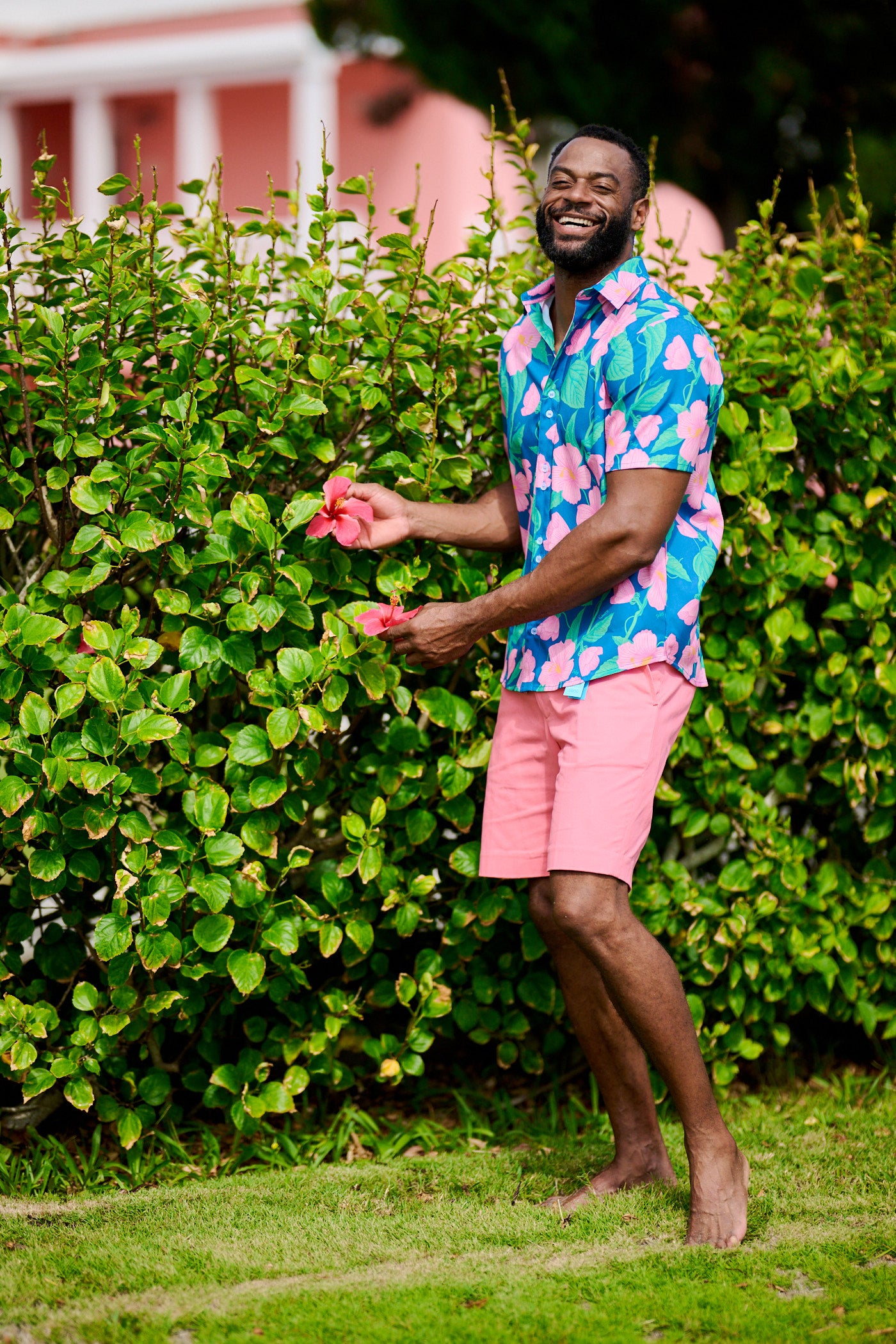TABS Men's Short Sleeve Performance Shirt - Hibiscus
