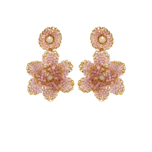 Lavish Mini Blossom Earrings - Blush